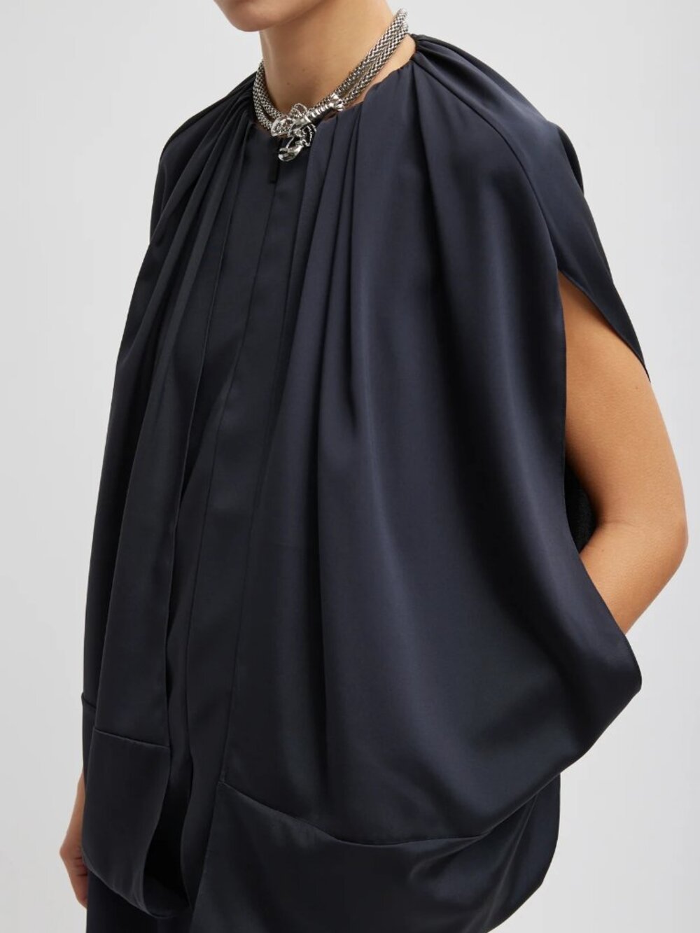 Tibi Stretch Silk Nylon Cape Top